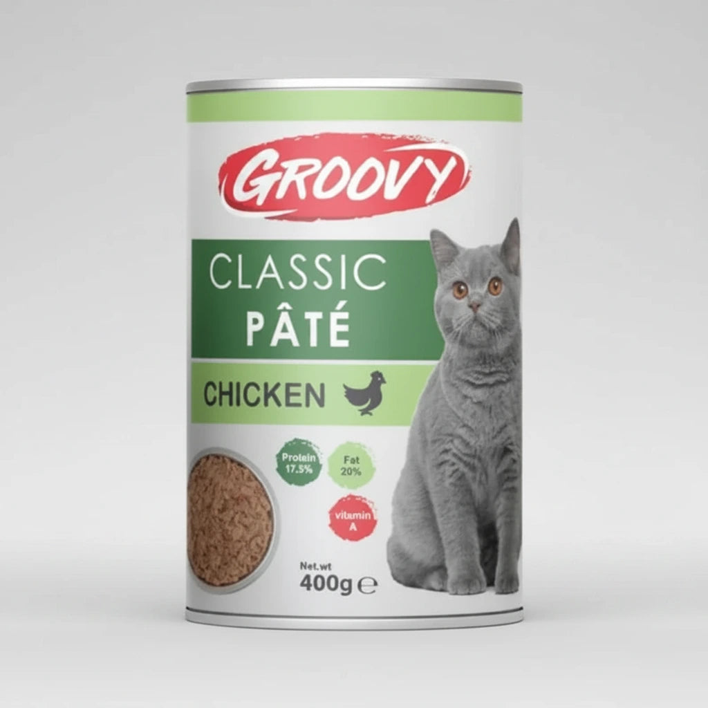 Groovy Classic Pâté for Cats – Premium Chicken Flavor (400g Can)