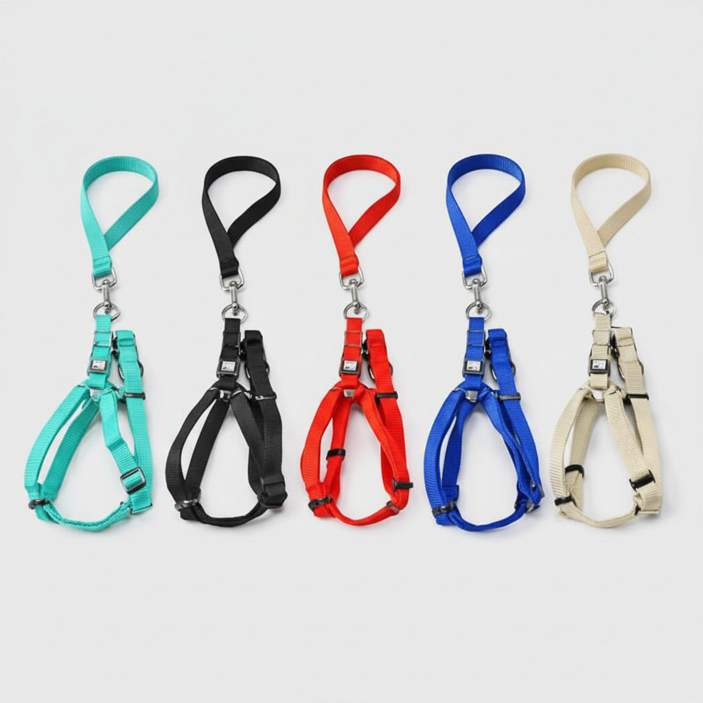 Nunbell Reflective Step-In Pet Harness & Leash Set - Size M (1.5cm Width)