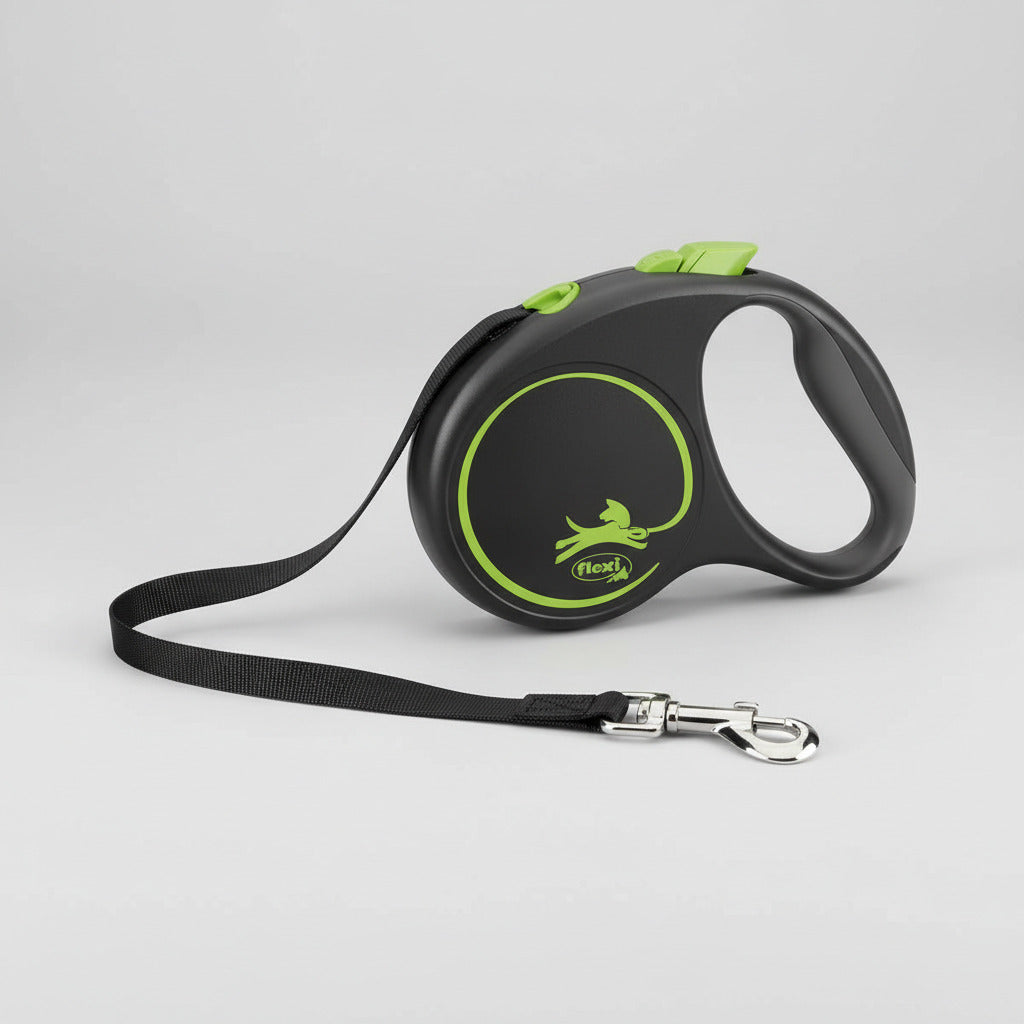 Flexi Black Design Retractable Dog & Cat Lead – Stylish & Lightweight (Tape/Cord)