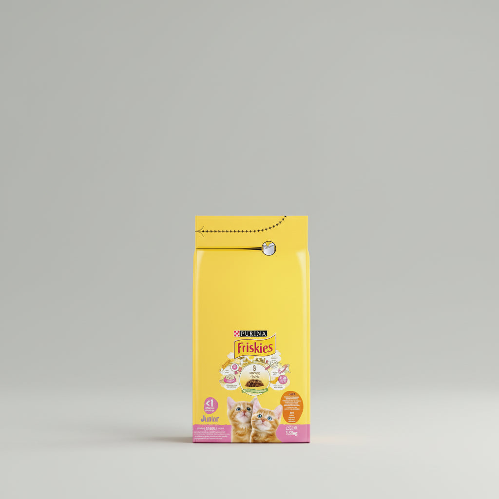 Purina Friskies Junior with Chicken, Milk and Vegetables Dry Cat Food Pouch 1.5kg