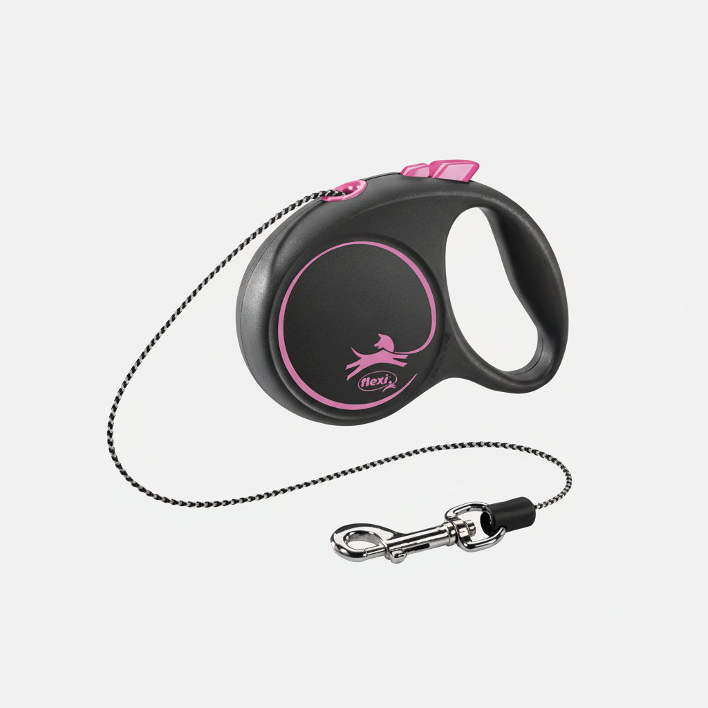 Flexi Black Design Retractable Dog & Cat Lead – Stylish & Lightweight (Tape/Cord)