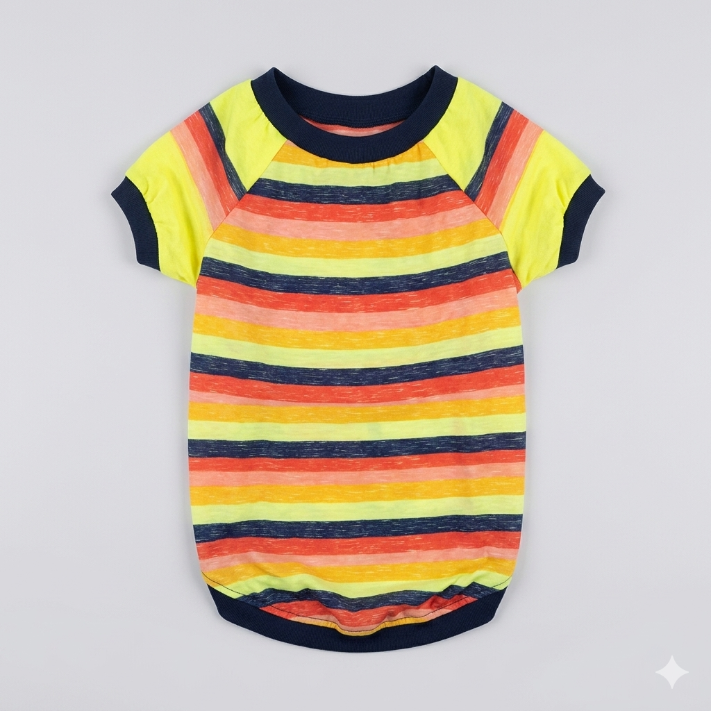 "Summer Joy" Multi-Color Striped Pet T-Shirt