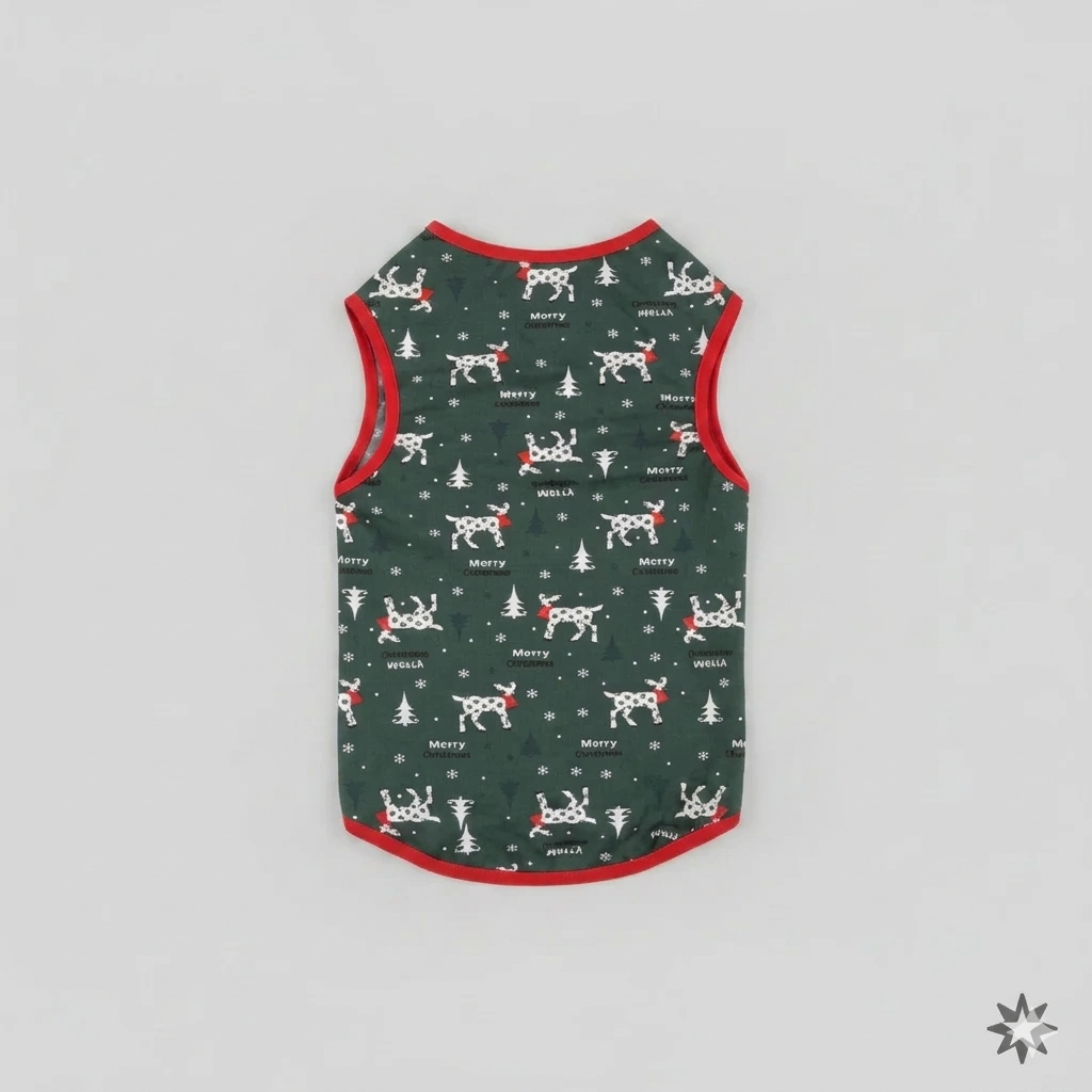 "Merry Reindeer" Forest Green Pet Tank Top
