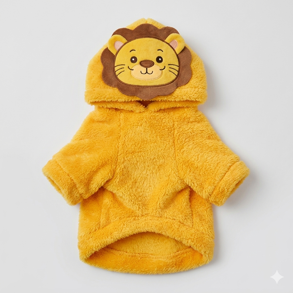 Adorable Golden Lion Faux-Fur Pet Hoodie