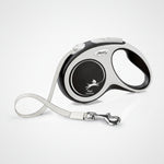 Flexi New Comfort Retractable Tape Dog Lead - Black/Silver, Small 5m (Up to 15 kg)