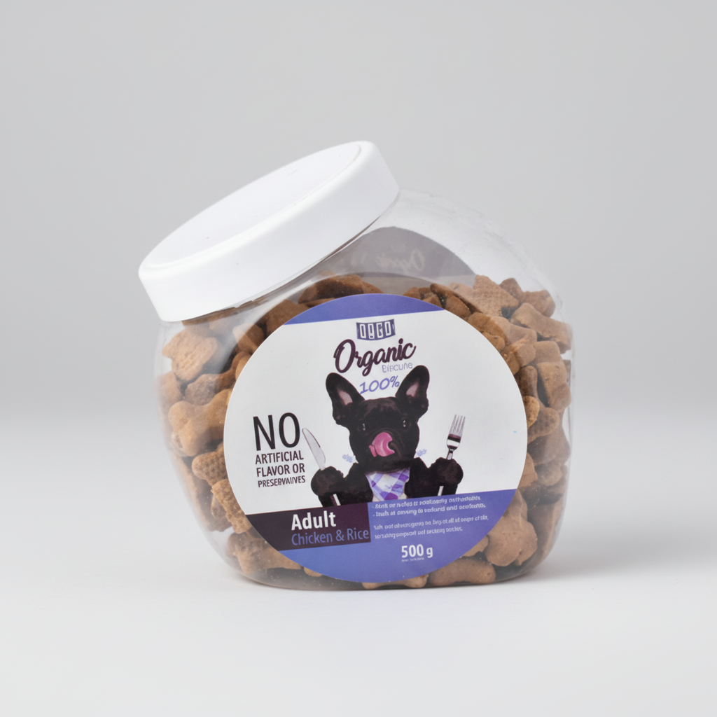 Orgo Organic Dog Biscuits - Chicken & Rice (500g Jar)