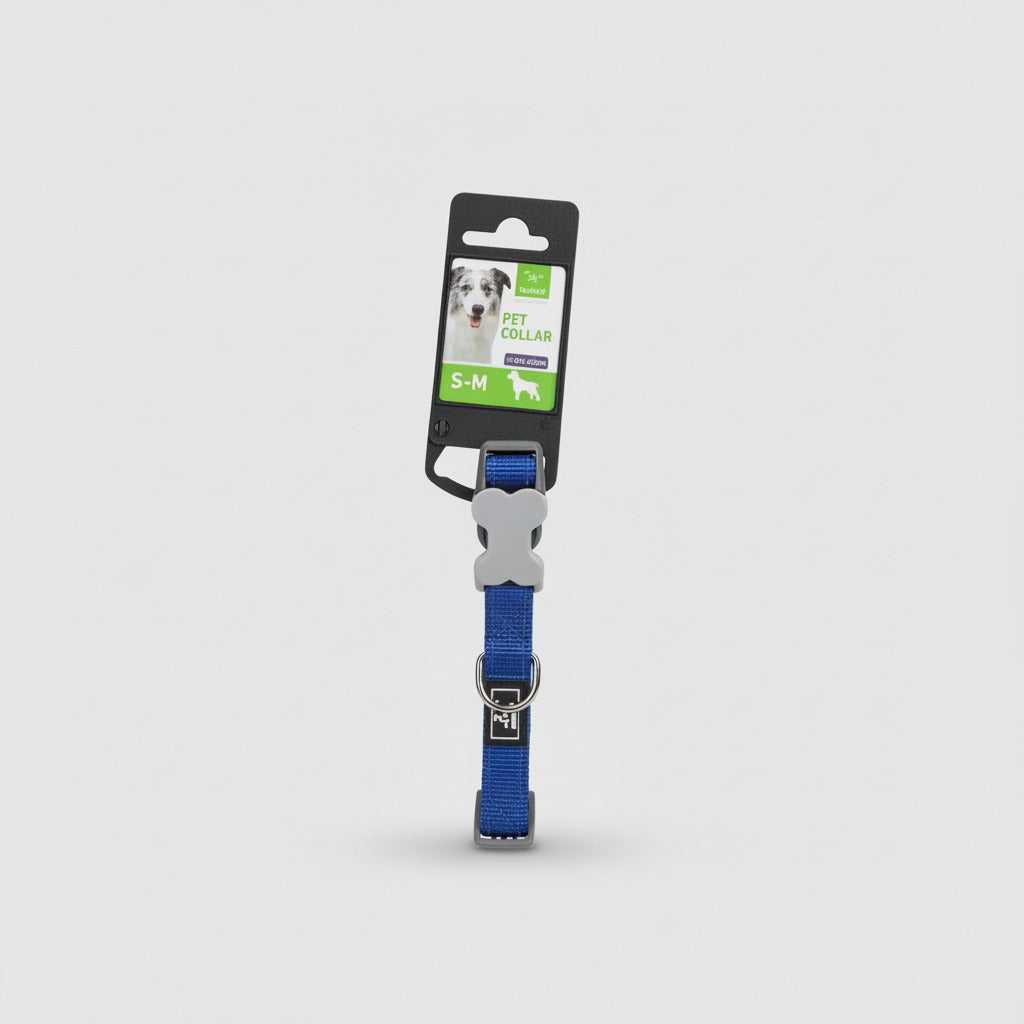 Nunbell High-Visibility Adjustable Pet Collar - Size M-L (2.0cm x 35-55cm) - Navy Blue