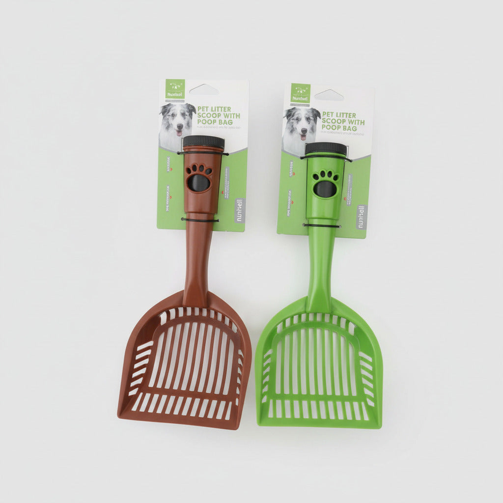 Nunbell 2-in-1 Pet Litter Scoop – Integrated Poop Bag Dispenser