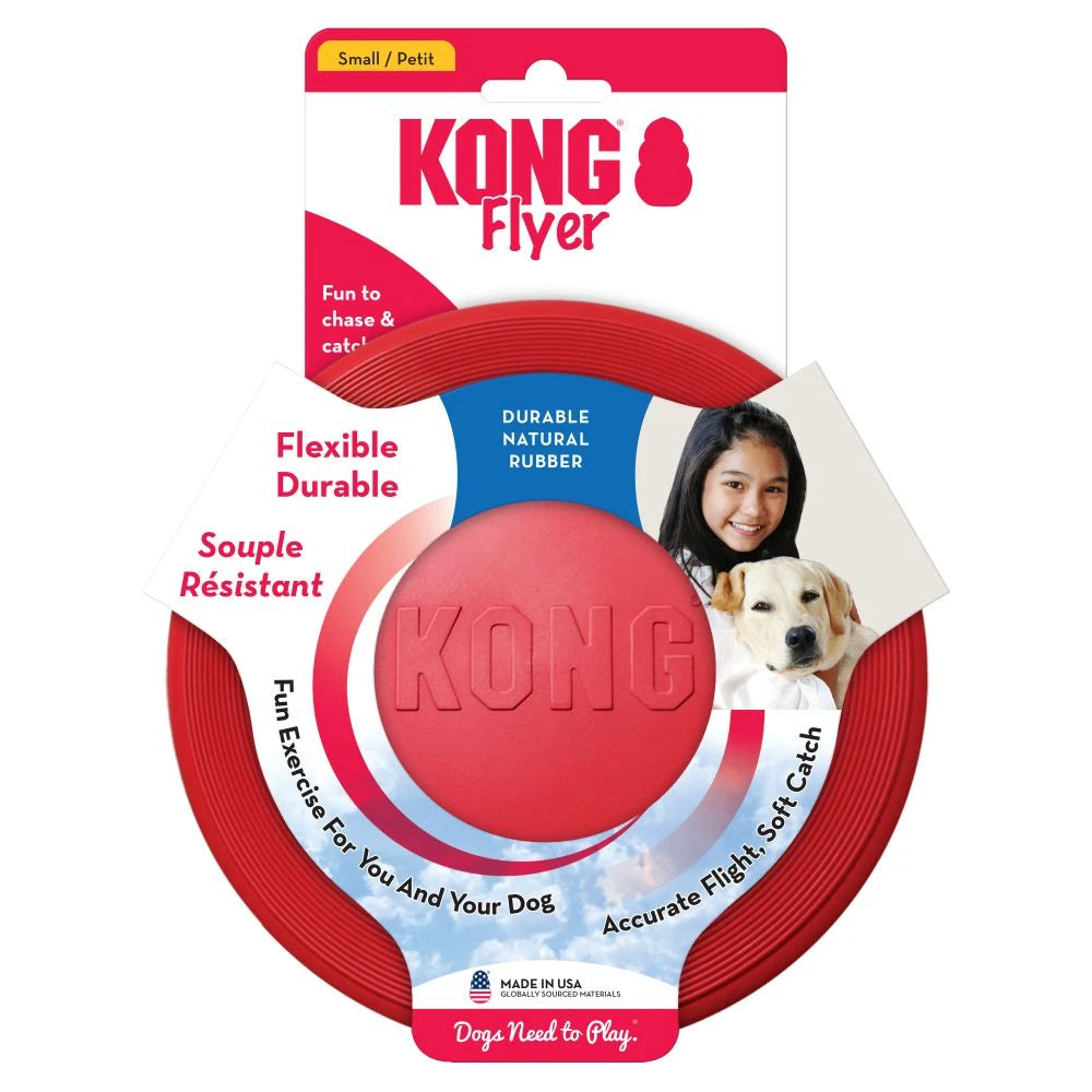 KONG Flyer – Durable Natural Rubber Flying Disc Dog Toy for High-Energy Fetch