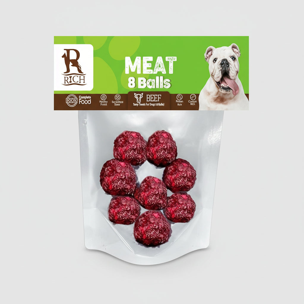 RICH Meat balls dog treats - 8 balls WITH BEEF