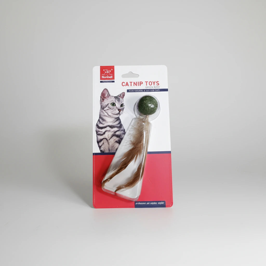 Nunbell Catnip Toy - Green Rush | Natural Catnip Ball with Feather