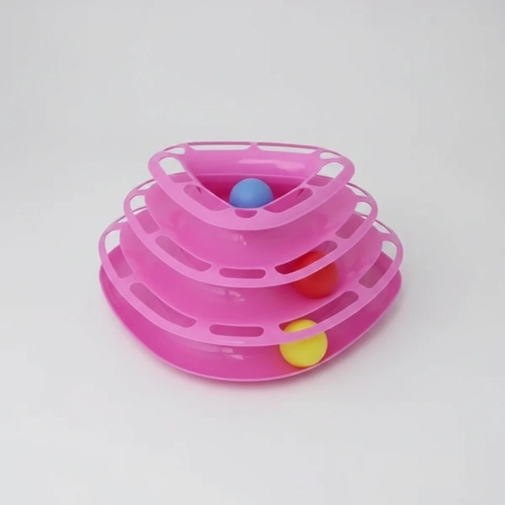 Nunbell 3-Level Triangular Track Toy: Interactive Cat Tower with Rolling Balls