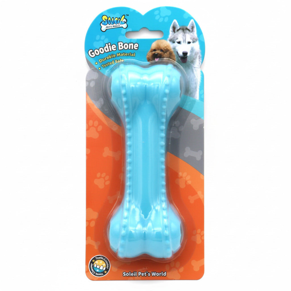 SOLEIL Goodie Bone – Durable Textured Rubber Chew Toy for Dog Dental Care
