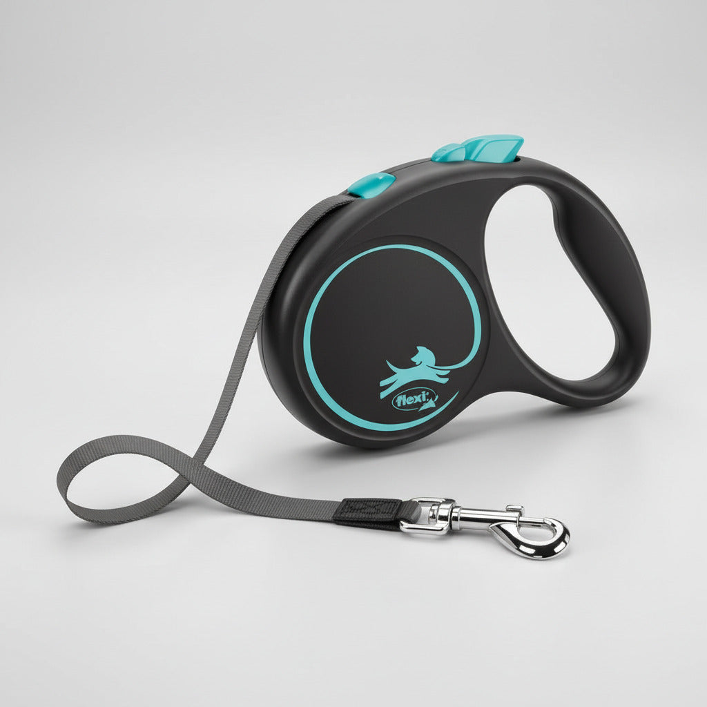 Flexi Black Design Retractable Dog & Cat Lead – Stylish & Lightweight (Tape/Cord)