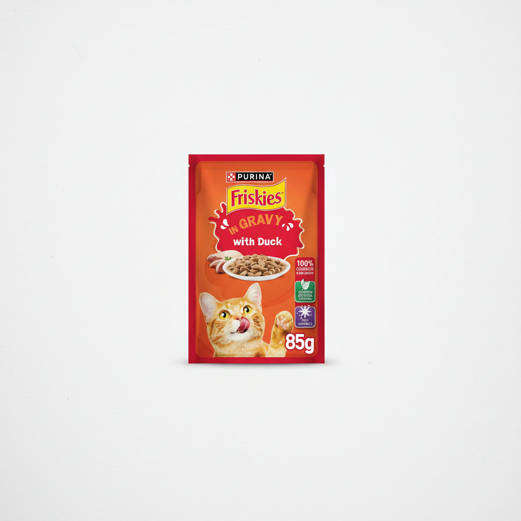 Purina Friskies Duck Chunks in Gravy Wet Cat Food Pouch 85g