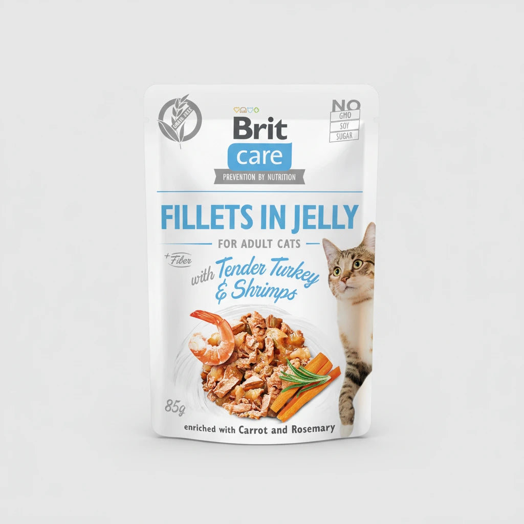 Brit Care Fillets in Jelly: Tender Turkey & Shrimps (85g)