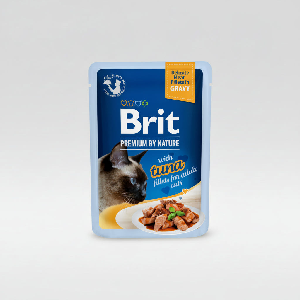 Brit Premium Cat Pouch With Tuna Fillets In Gravy For Adult Cats 85g