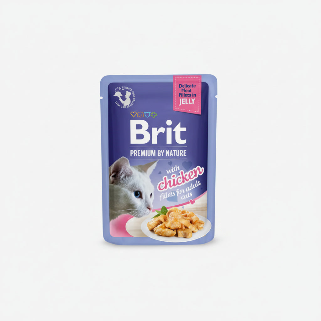 Brit Premium Cat Pouch with Chicken Fillets in Jelly for Adult Cats 85g