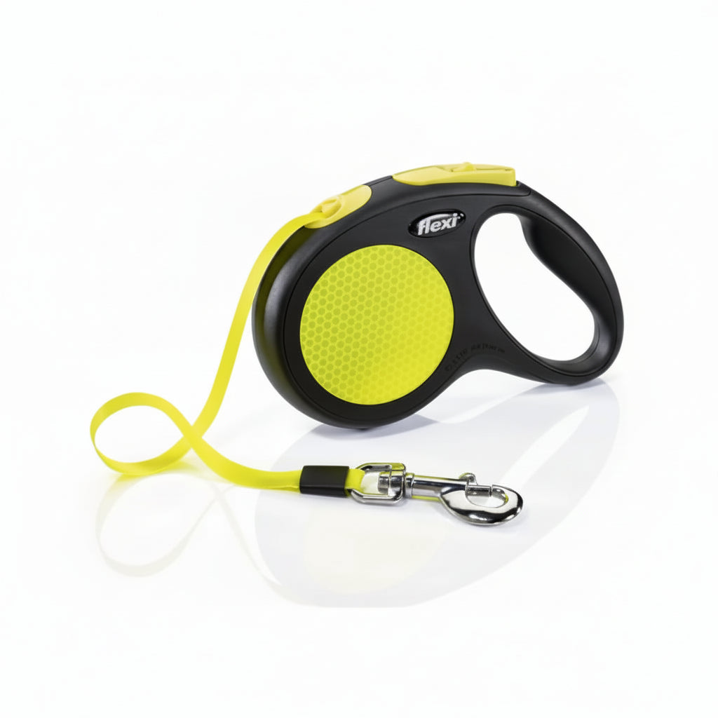 Flexi New Neon Retractable Dog Lead – High-Visibility Safety (Tape & Cord)