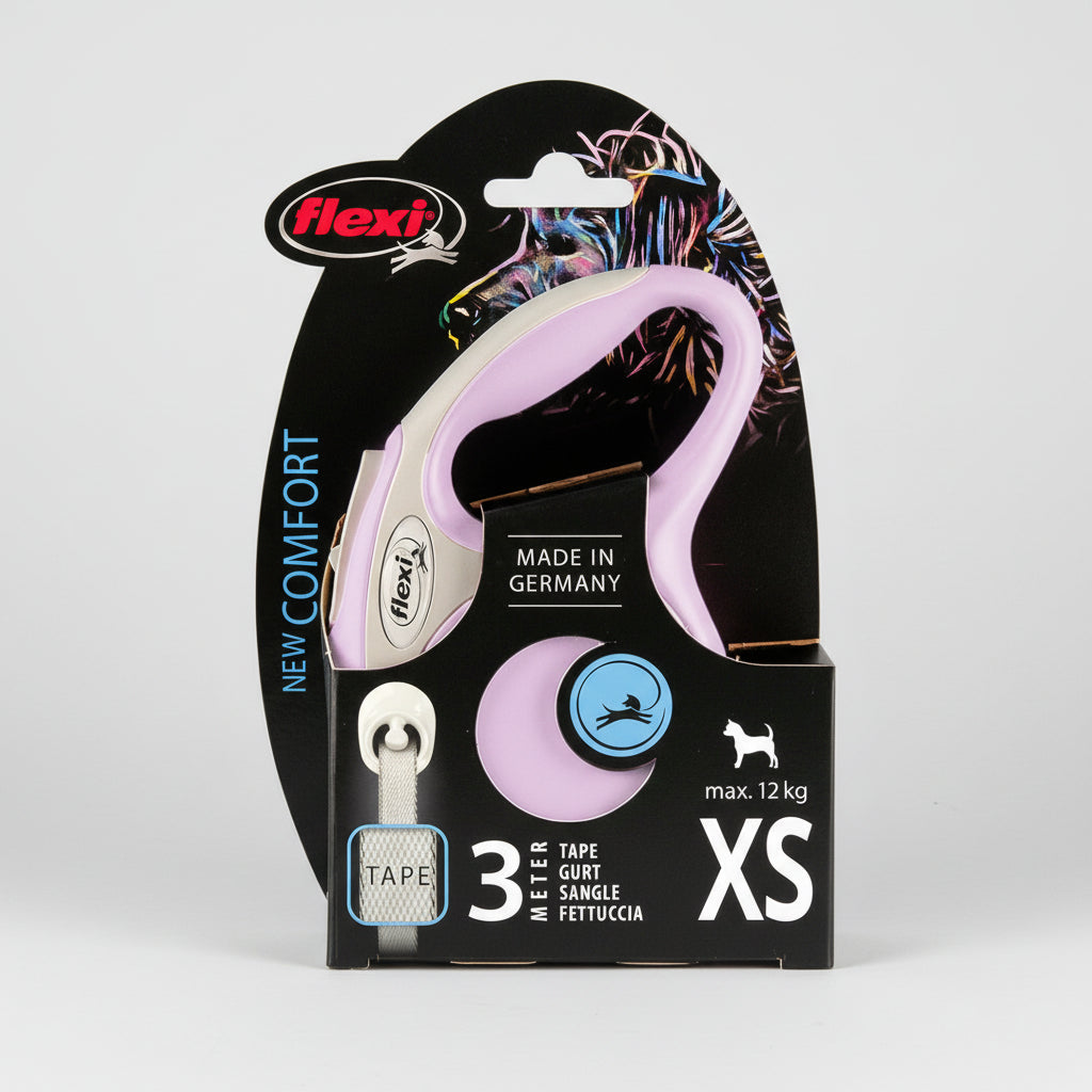 Flexi New Comfort Retractable Tape Dog Lead - XS: 3m (Up to 12 kg)