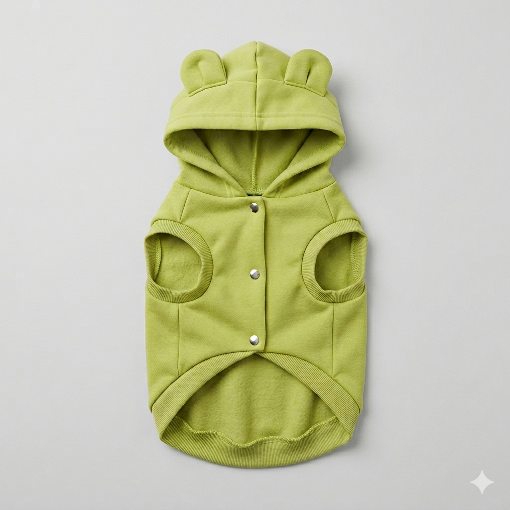 Adorable Lime Green Bear-Eared Pet Hoodie