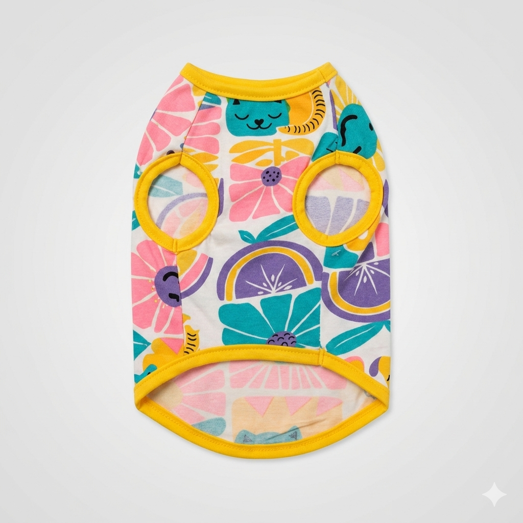 Sunny Citrus & Floral Summer Pet T-Shirt