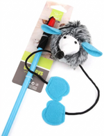 Cute Animal Head Cat Wand Teaser Toy - Fuzzy Toy with Teaser Cord
