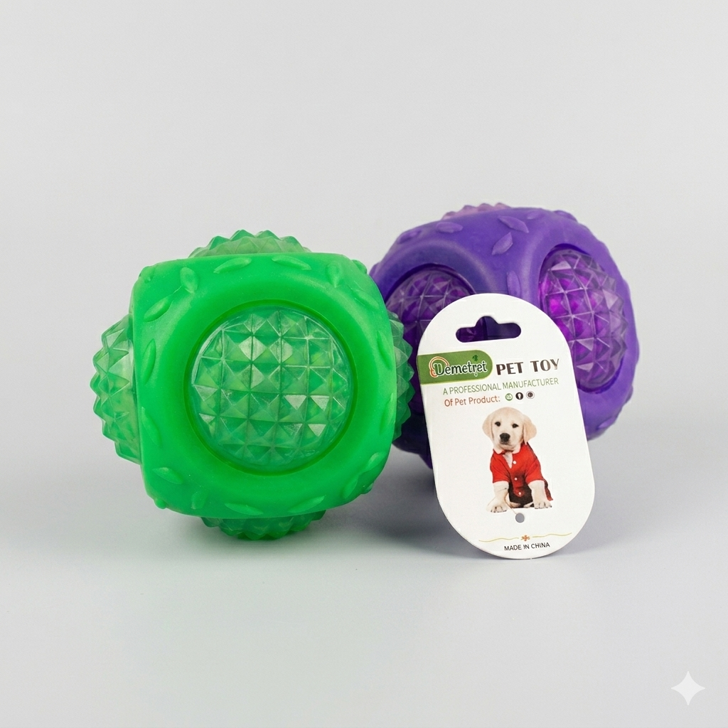 Demetret Squeaky Spiked Rubber Chew Ball
