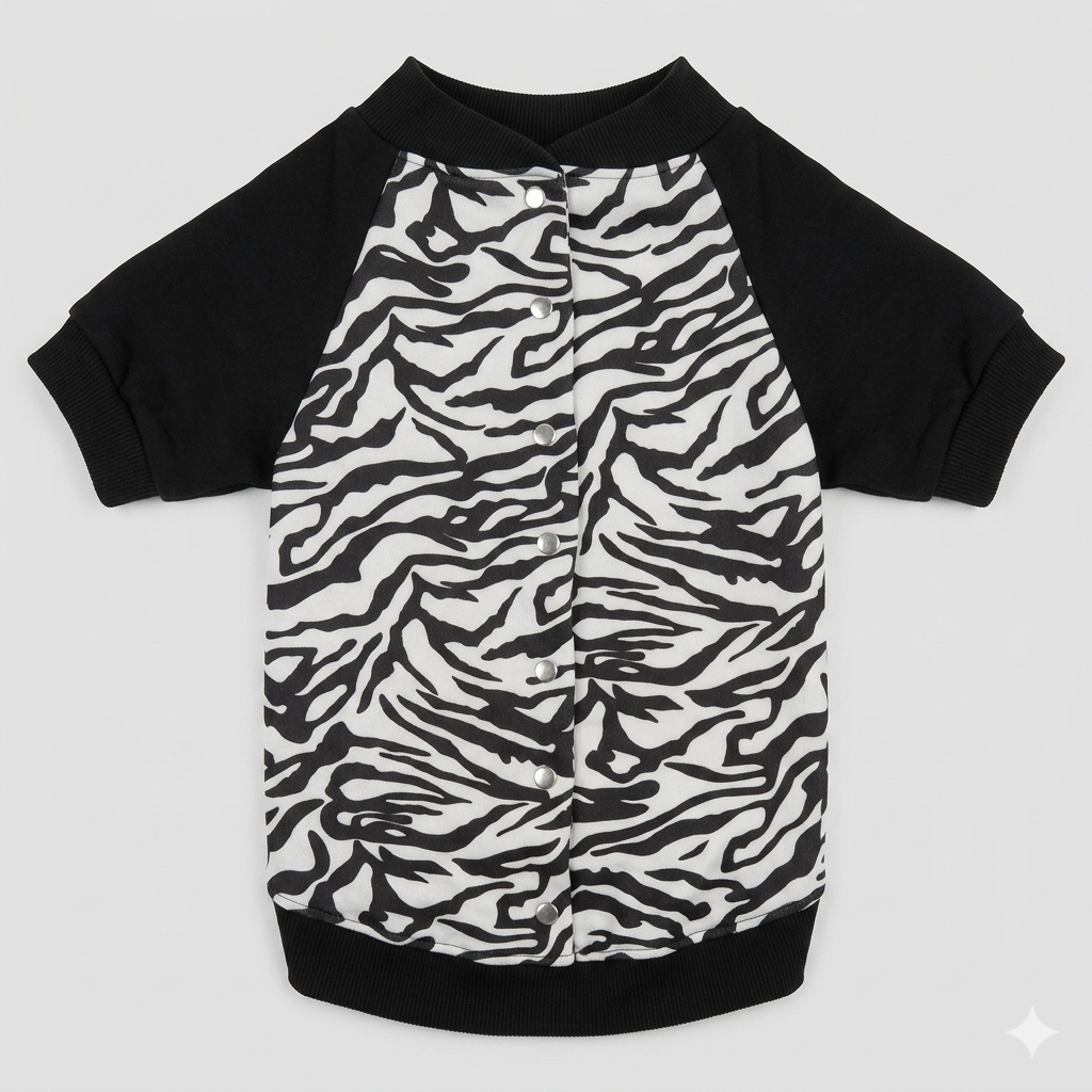 Trendy Zebra-Pattern Pet Jacket – Classic Black & White Stripes – Size 6