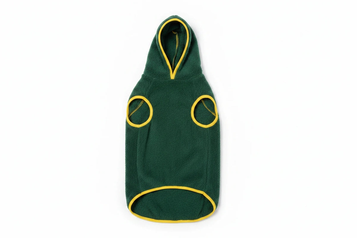 Dark Green Faux-Fur Pet Hoodie – Size 10