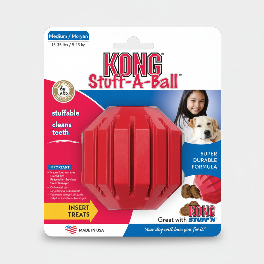 KONG Stuff-A-Ball Medium – Treat Dispensing Dental Chew Toy