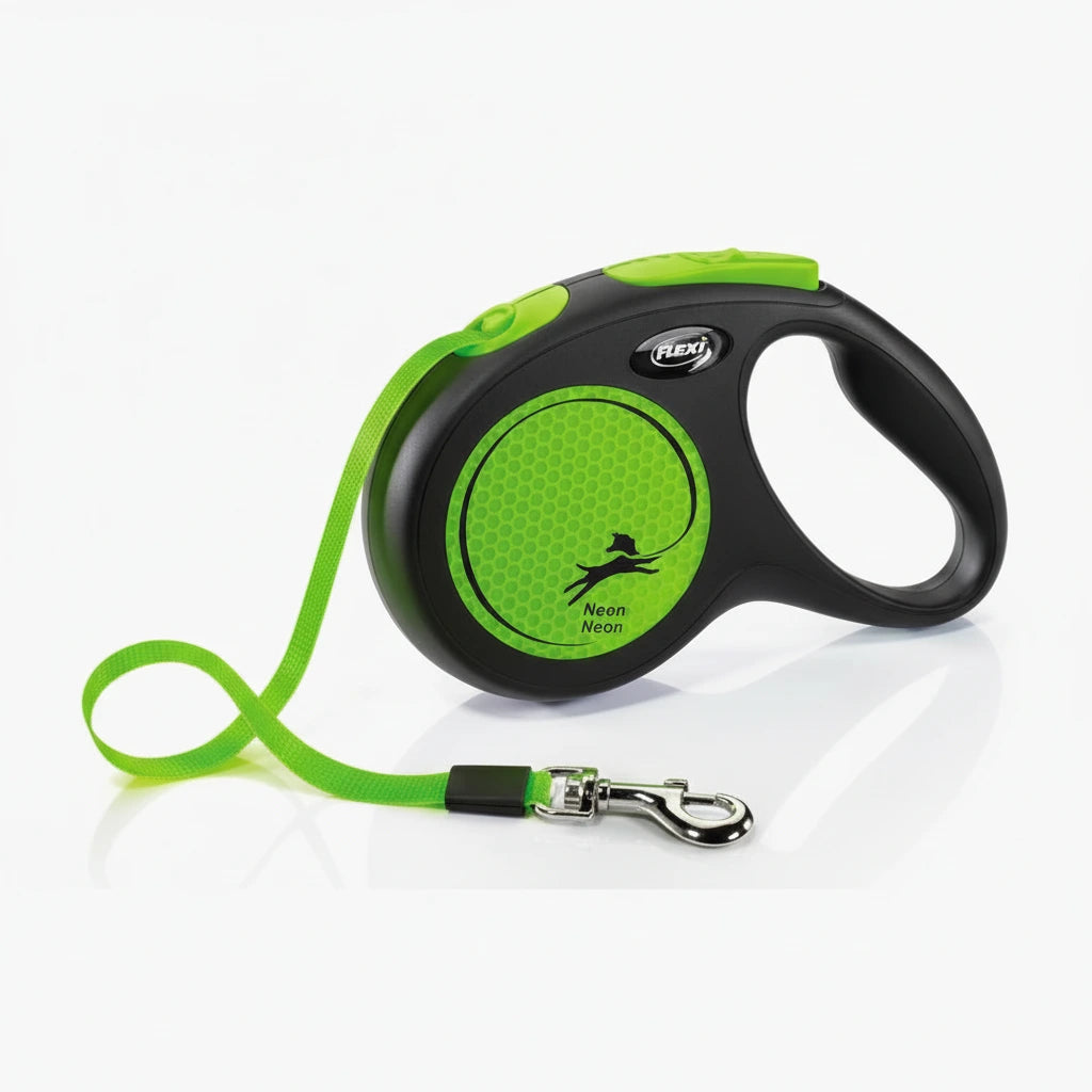 Flexi New Neon Retractable Dog Lead – High-Visibility Safety (Tape & Cord)