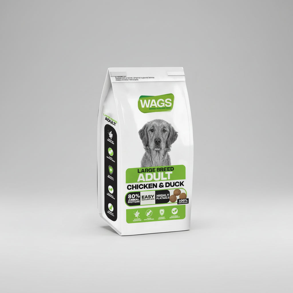 WAGS DOG DRY FOOD ADULT LARGE BREED CHICKEN & DUCK (18kg)