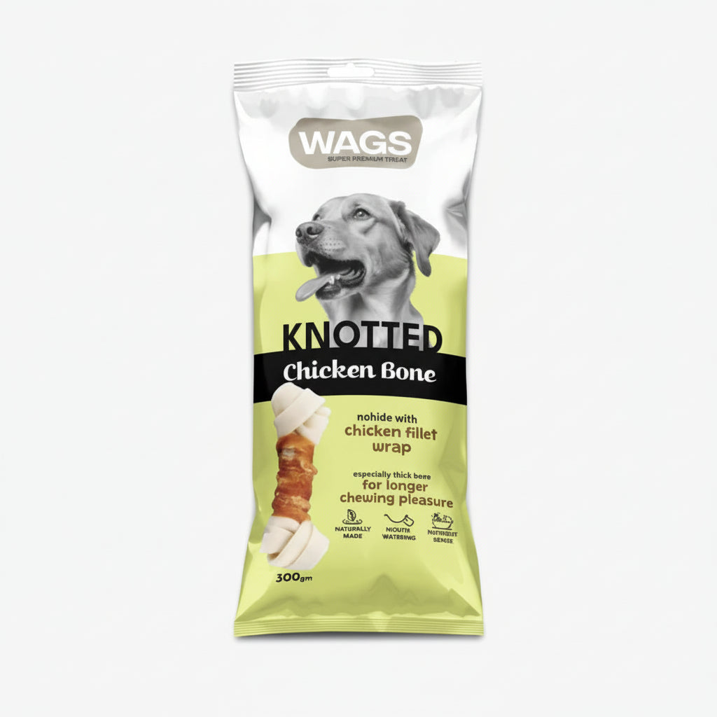 Wags Knotted Chicken Bone 300 Gram 1 Piece