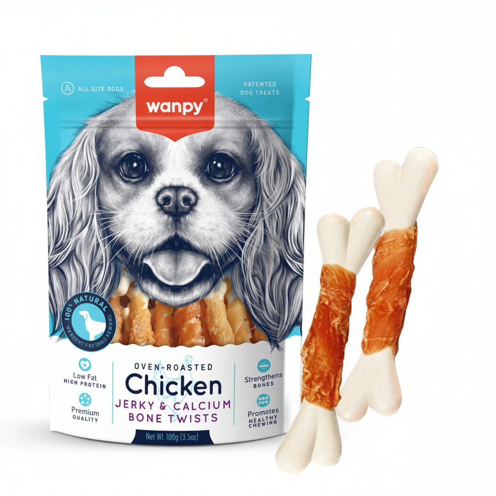 Wanpy Chicken Jerky & Calcium Bone Twist - 100 GM