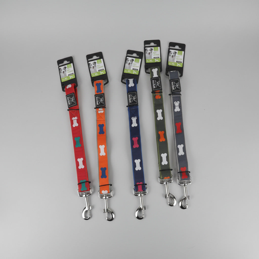 Nunbell Durable Bone-Pattern Pet Leash - Size L/XL (Red)