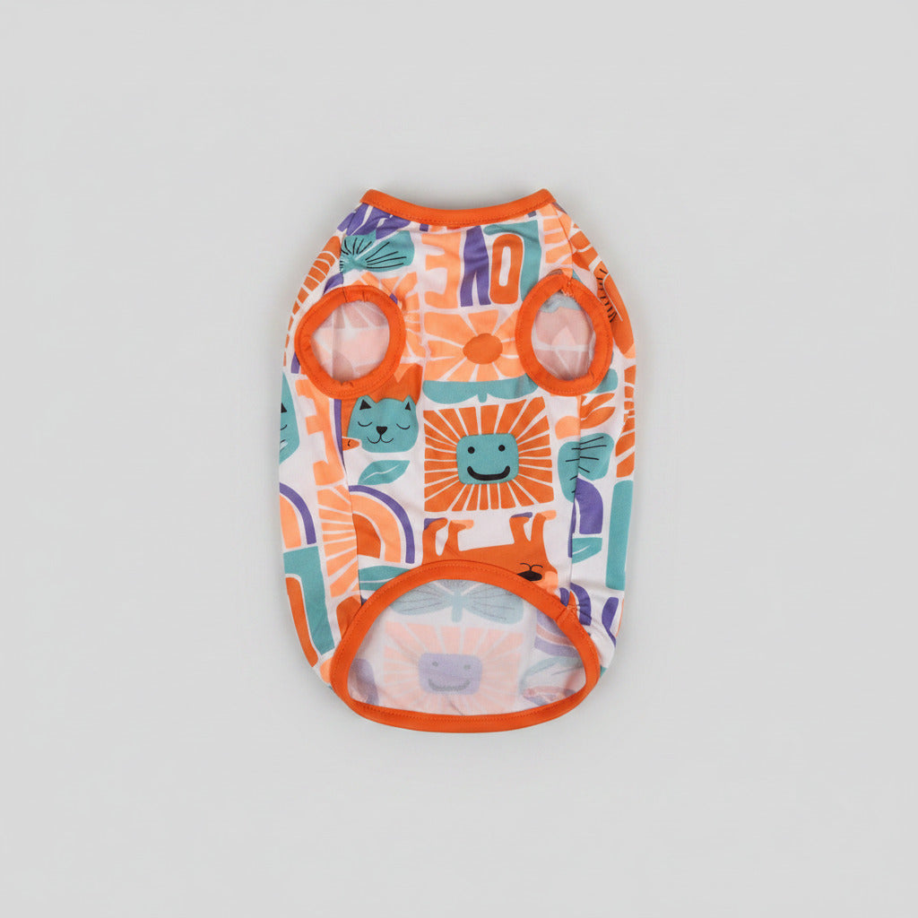 Cheerful Safari Summer Pet Vest – Soft Cotton Dog & Cat T-Shirt – Size M