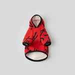 Bold Red Graffiti Pet Hoodie – Cozy Fleece-Lined Winter Wear – XXS