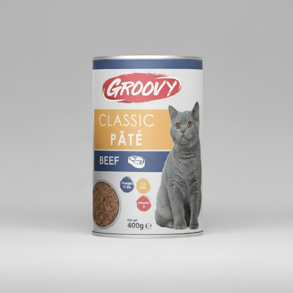 Groovy Wet Food For Cats Classic pate beef 400g