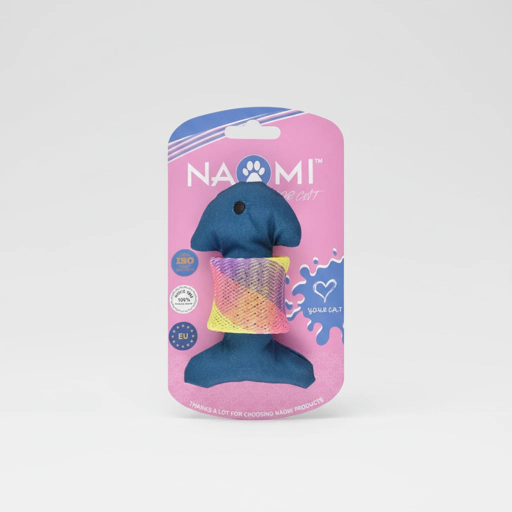 Naomi Squeaky & Crinkly Fish Plush Cat Toy with Multi-Texture Scratching Midsection