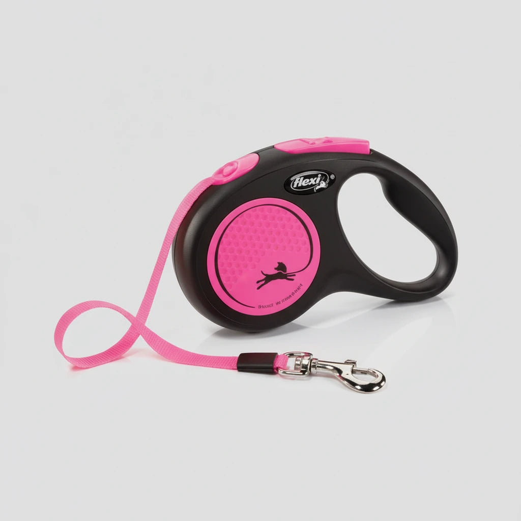 Flexi New Neon Retractable Dog Lead – High-Visibility Safety (Tape & Cord)