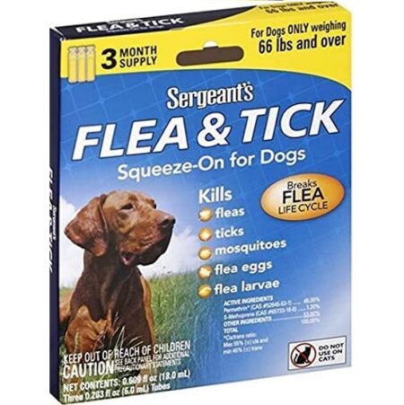 Sergeant's Flea and Tick Squeeze On Solution for Dogs 66 Lbs and over 1 ampules