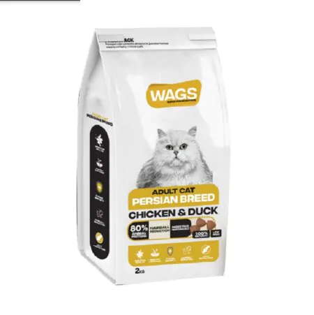 WAGS CAT DRY FOOD ADULT PERSIAN CHICKEN & DUCK 2 KG