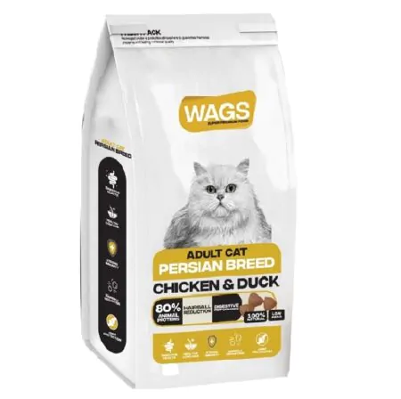 WAGS DRY FOOD FOR PERSIAN ADULT CAT WITH CHICKEN AND DUCK 400 GR