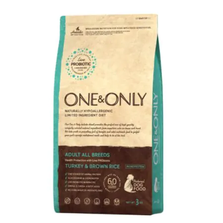 ONE&ONLY Turkey& Brown Rice For Adult Dogs Of All Breeds 3kg