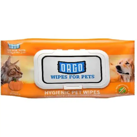 Orgo Pet Wet Wipe Glove Pumpkin Scent 48 wipes