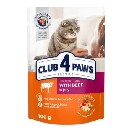 Club 4 wet cat food in jelly with beef 100 g