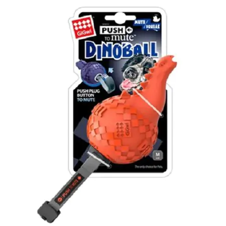 GIGWI DINOBALL APATOSAURUS PUSH TO MUTE ORANGE