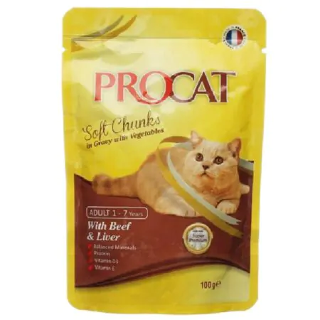 Procat Beef and Liver Soft Chunks in Gravy with Vegetables 85 gr