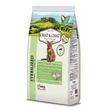 Expert Chat & Chat Care Adult Sterilized Cat Food with Chicken & Turkey 14 Kg